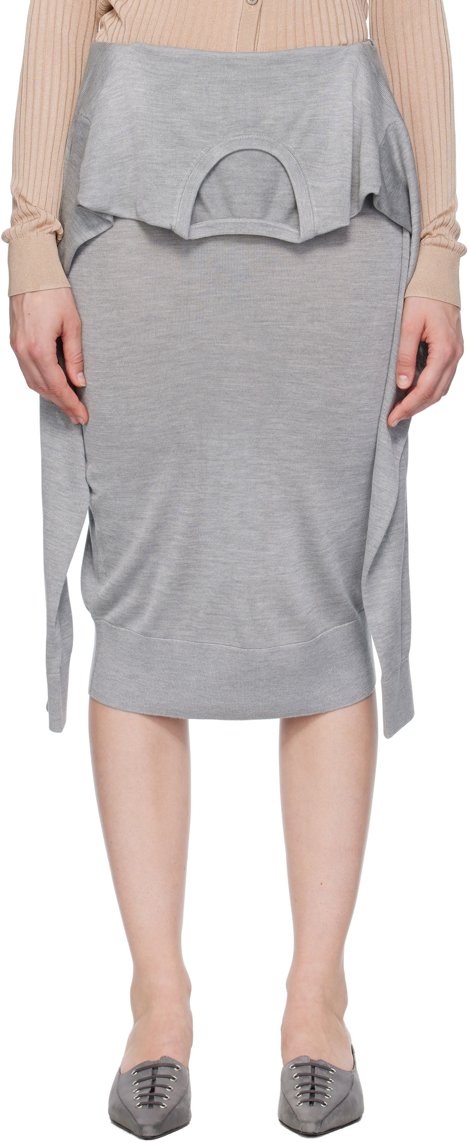Sukňa Acne Studios Acne Studios Layered Midi Skirt Šedá | AF0527-, 0