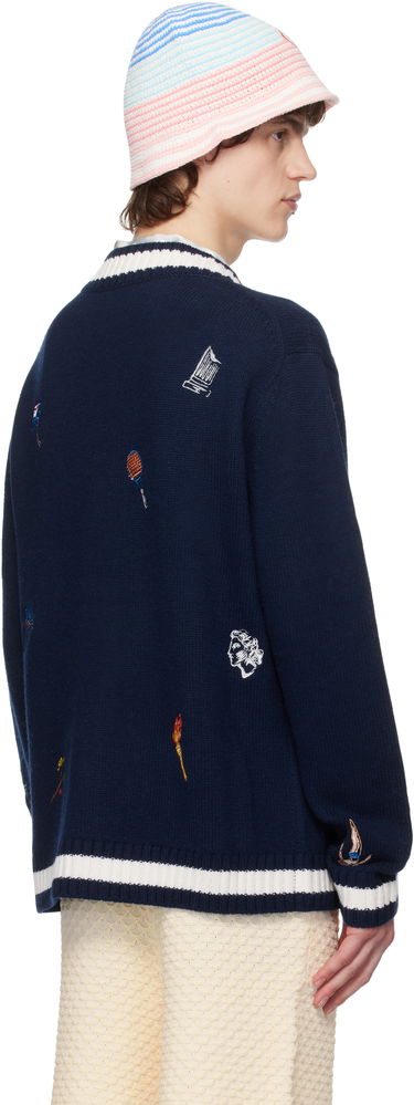 Sveter Casablanca Casablanca Cashmere Embroidered Cardigan Navy | U-MPS25-KW-861-01, 2