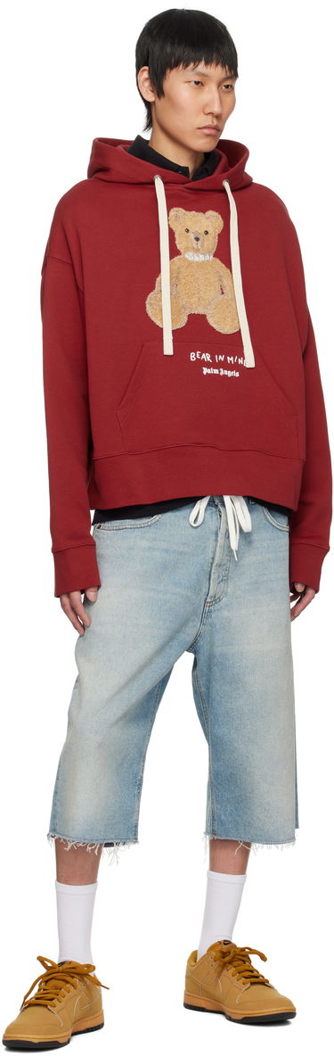 Mikina Palm Angels Palm Angels 'Bear in Mind' Cropped Hoodie Červená | PMBB172S25FLE0012560, 3