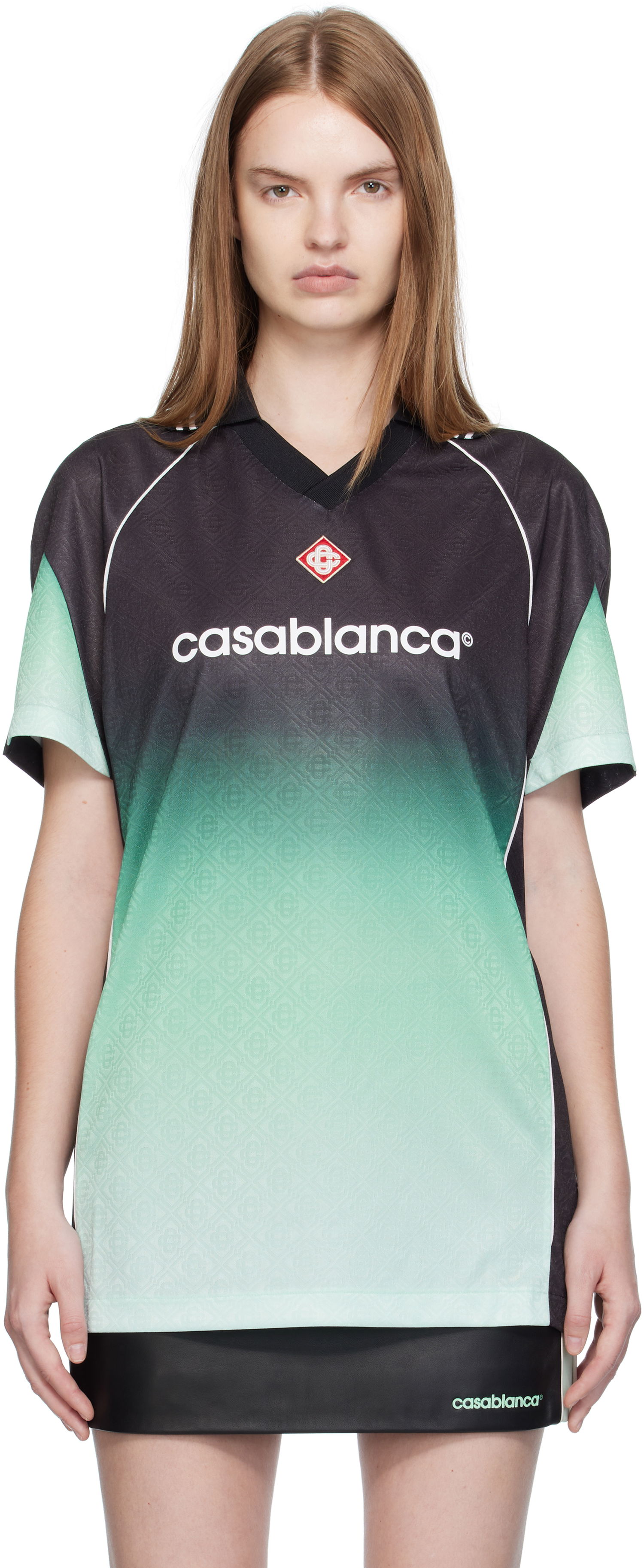 Tričko Casablanca Casablanca Gradient Monogram Jacquard Football T-shirt Zelené | U-WPF25-JTP-375-01, 0