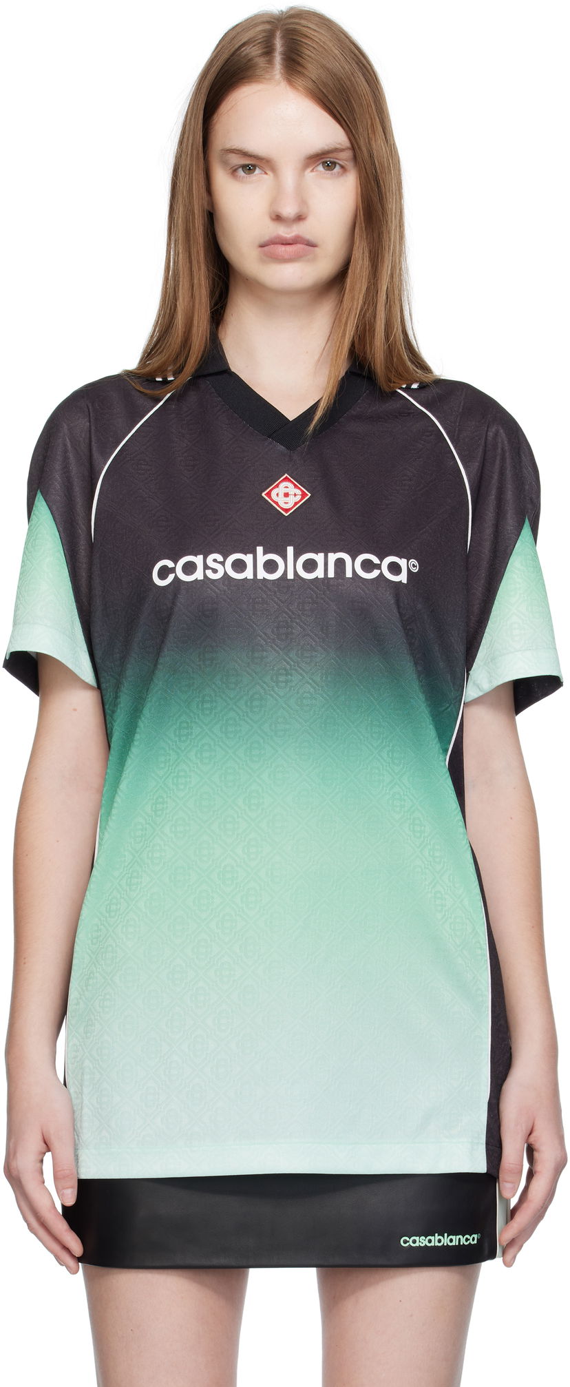 Tričko Casablanca Casablanca Gradient Monogram Jacquard Football T-shirt Čierna | U-WPF25-JTP-375-01