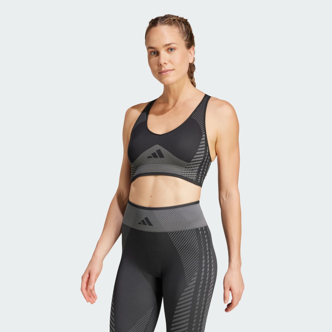 Podprsenka adidas Performance AEROKNIT Training Light Support Sports Bra Čierna | JD7163, 0