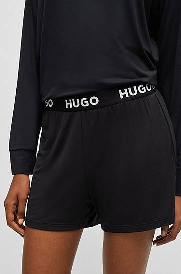 Boxerky BOSS HUGO Stretch Jersey Shorts with Logo Waistband Čierna | 50490704, 1