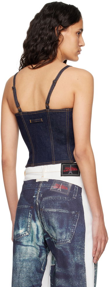 Tielko Jean Paul Gaultier Gaultier 'The Lace-Up' Denim Tank Modrá | 23/12-F-ST012-D004-55, 2