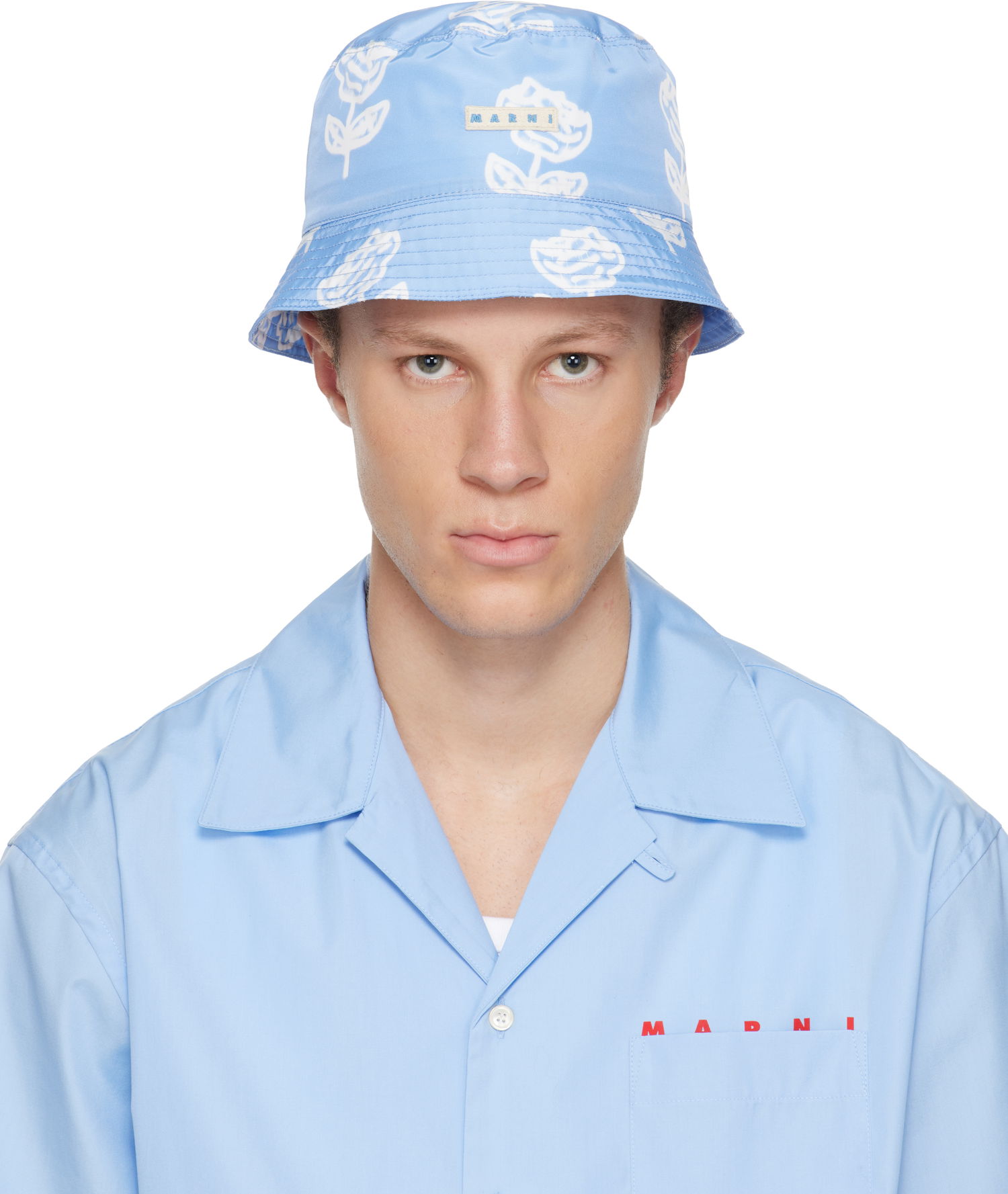 Klobúk Marni Sprayed Roses Print Taffeta Bucket Hat Modrá | CLMC0055XU UTP796, 0