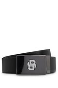 Reversible Italian leather belt with metallic buckle