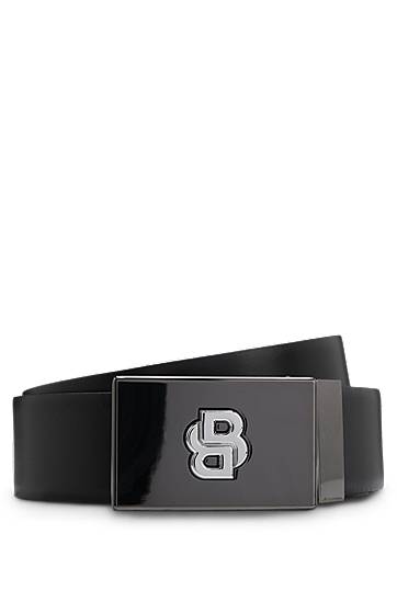 Opasok BOSS Reversible Italian leather belt with metallic buckle Čierna | 50553335