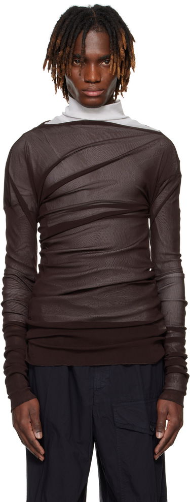 Sveter Dries Van Noten Dries Van Noten Sheer Draped T-shirt Hnedá | 251-021127-1513, 0