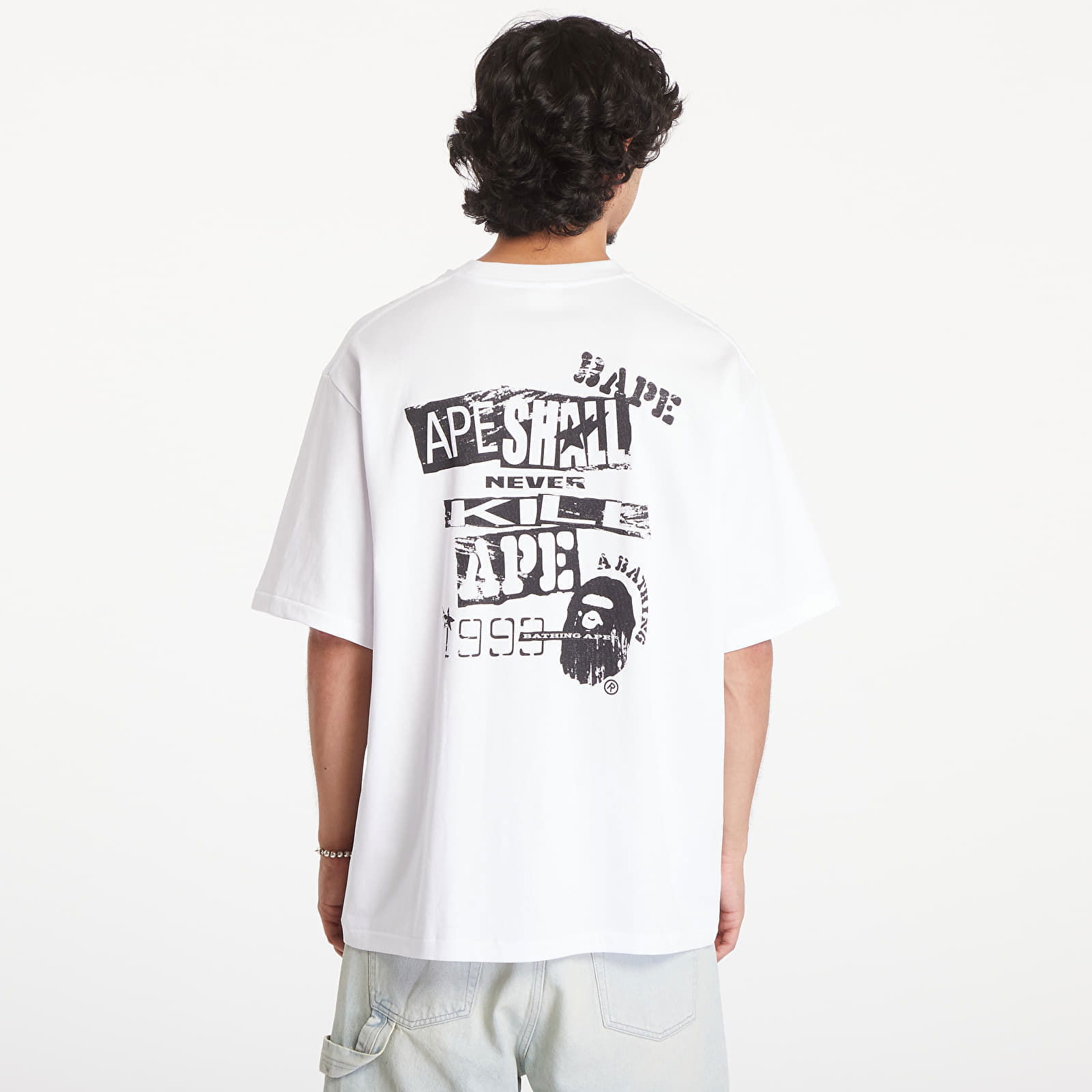 A BATHING APE Screen Print Stencil Logo Relaxed Fit Short Sleeve Tee White