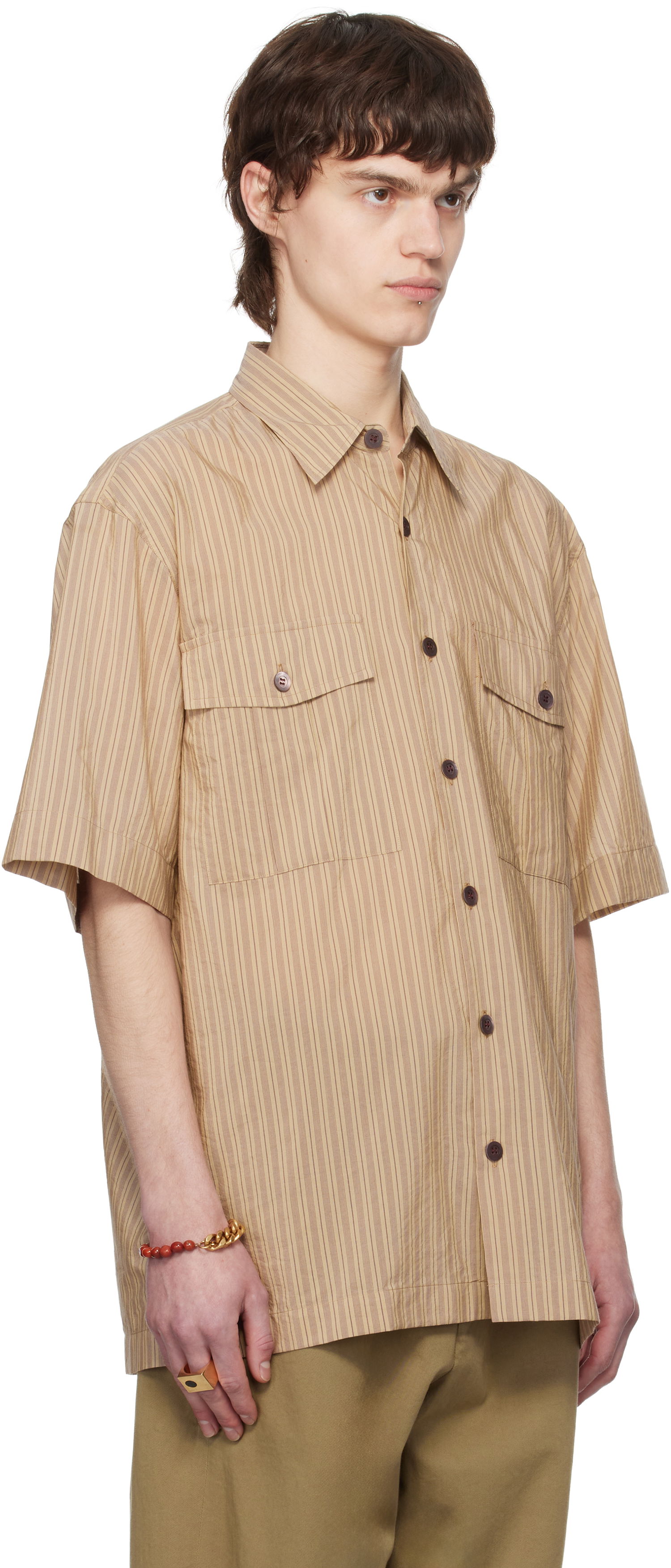 Košeľa Dries Van Noten Dries Van Noten Striped Two-Pocket Shirt Béžová | 251-020706-1524, 1