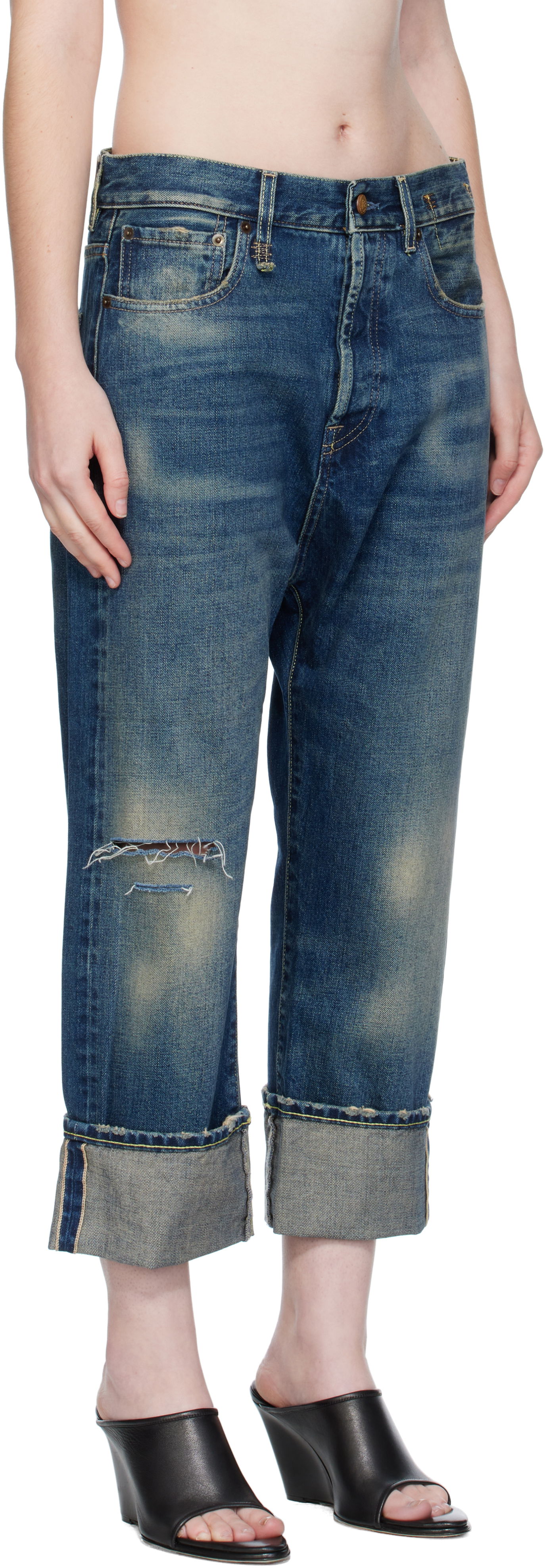 Džínsy R13 R13 Cuffed Tailored Drop Cropped Jeans Modrá | R13WD194-D341C, 1