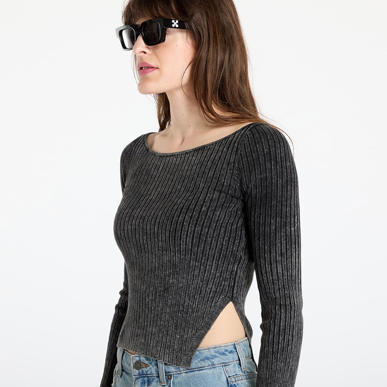 Šortky GUESS GUESS Originals Go Ribbed Long Sleeve Top Čierna | W5GR23Z2V62-JTMU, 1