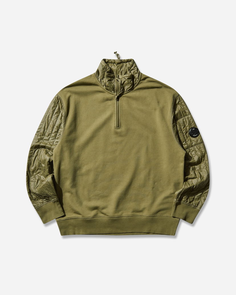 Mikina C.P. Company Diagonal Raised Fleece Mixed Half Zip Sweatshirt Zelené | 19CMSS052A-005835M 652