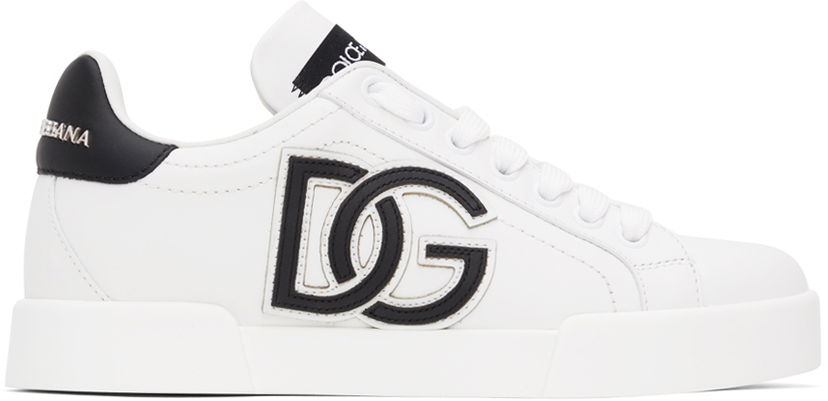 Tenisky a topánky Dolce & Gabbana White & Black Portofino Sneakers Biela | CK1545 AC330