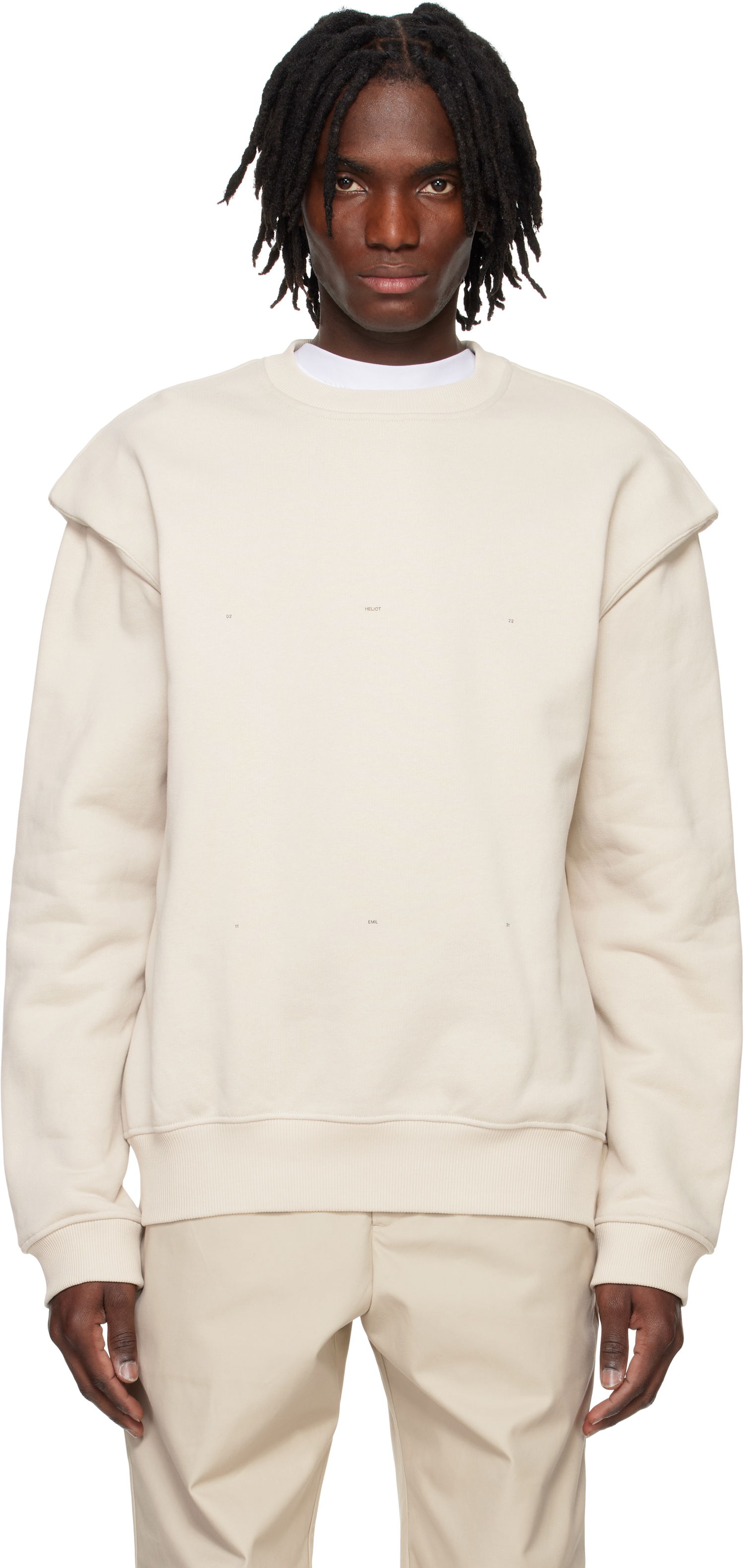 Mikina HELIOT EMIL HELIOT EMIL Outline Logo Sweatshirt Béžová | PRESS25_M_08_052_ST18_CO, 0