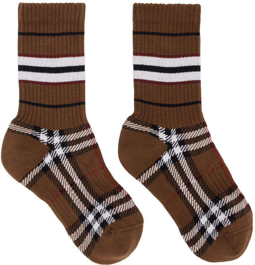 Ponožky Burberry Check Mashup Socks Hnedá | 8059188, 0