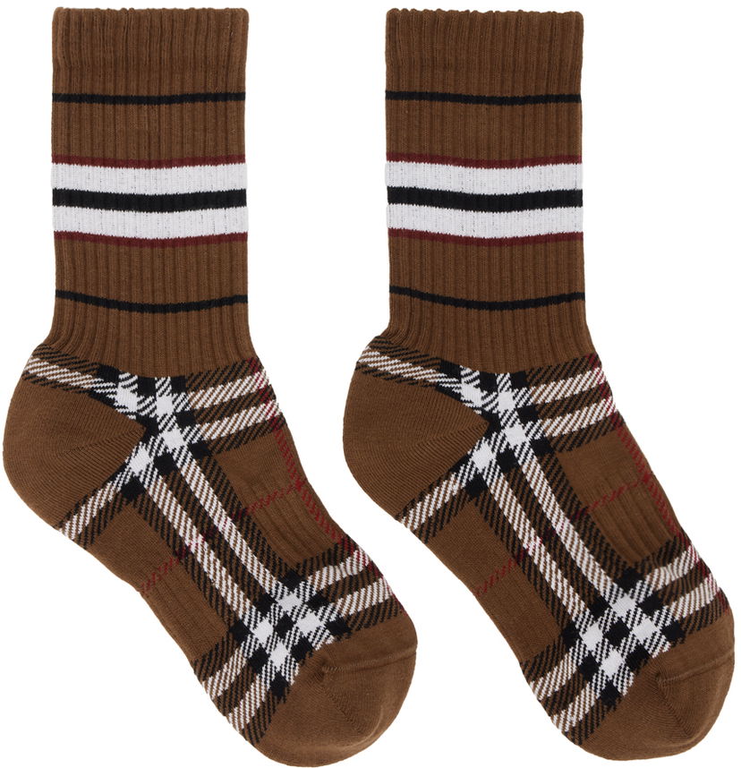 Ponožky Burberry Check Mashup Socks Hnedá | 8059188