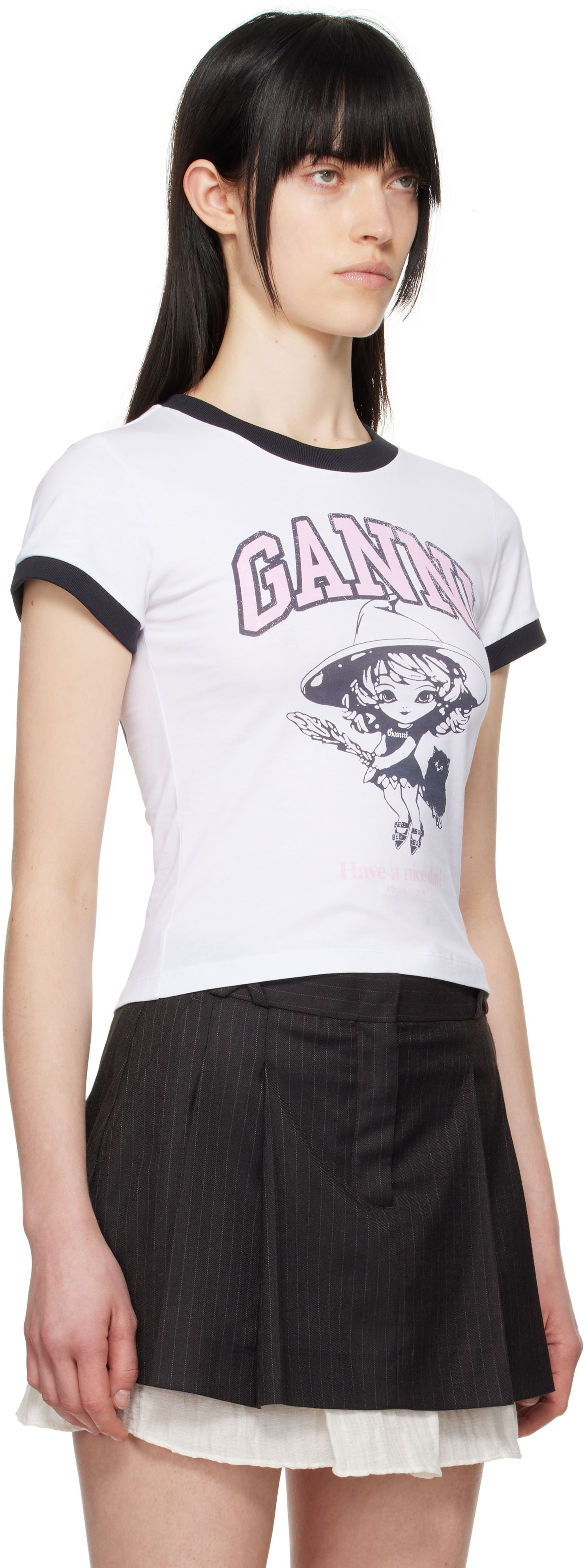 Tričko GANNI GANNI Basic Jersey Witch Graphic T-Shirt Biela | T4156, 1