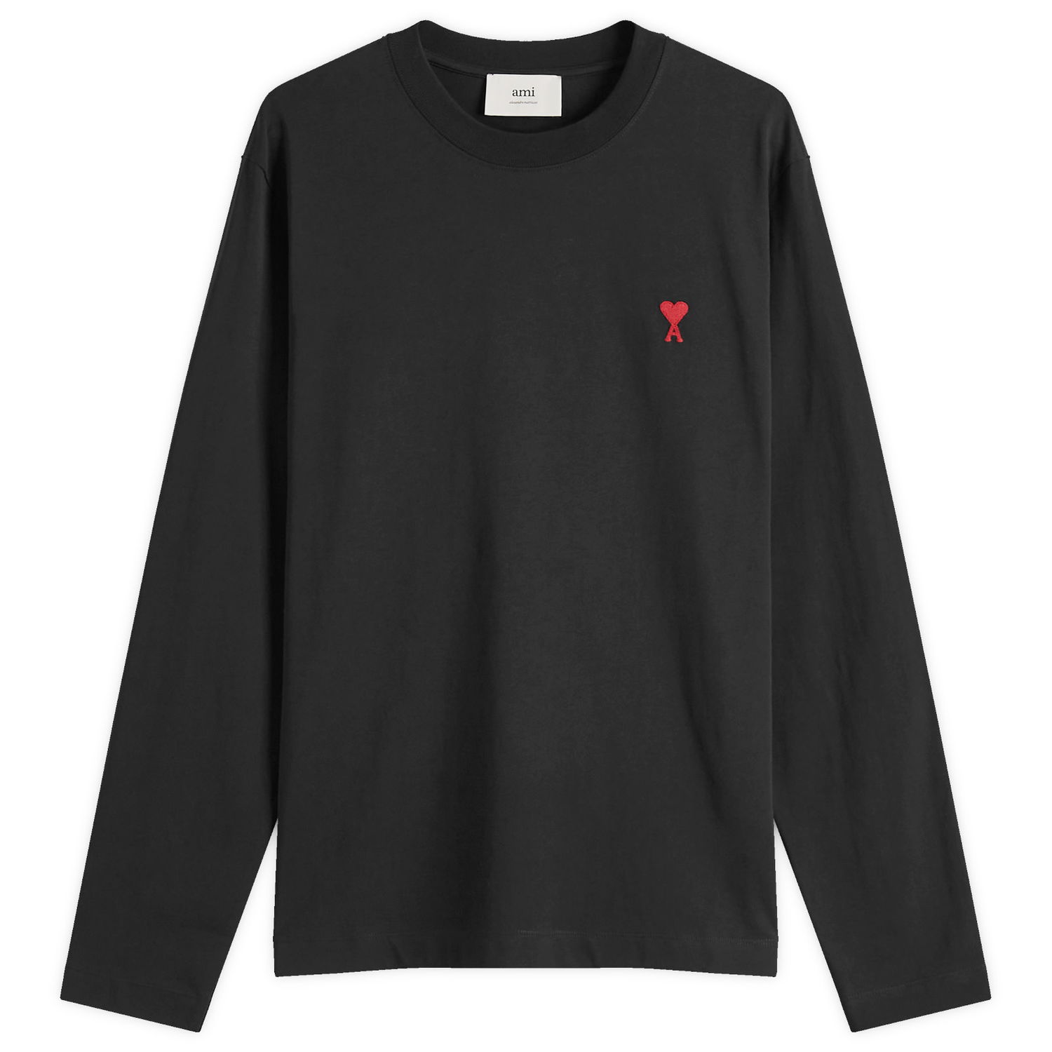 Tričko AMI AMI Paris Small A Heart Long Sleeve T-Shirt, Size Large Čierna | BFUTS235-724-001, 0