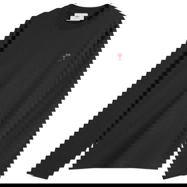 Tričko AMI AMI Paris Small A Heart Long Sleeve T-Shirt, Size Large Čierna | BFUTS235-724-001, 0