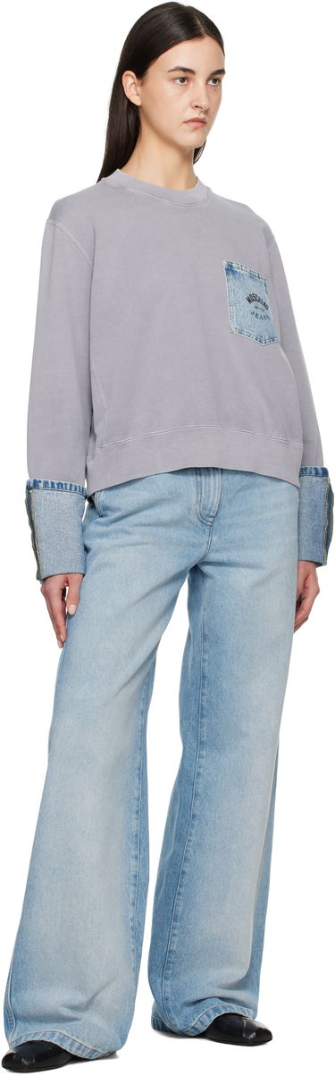 Sveter Moschino Moschino Jeans Denim Detail Sweatshirt Šedá | 251K11709, 3