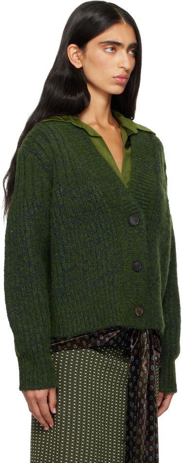 Sveter Dries Van Noten Dries Van Noten Wool Knit V-Neck Cardigan Zelené | 252-011230-2725, 1