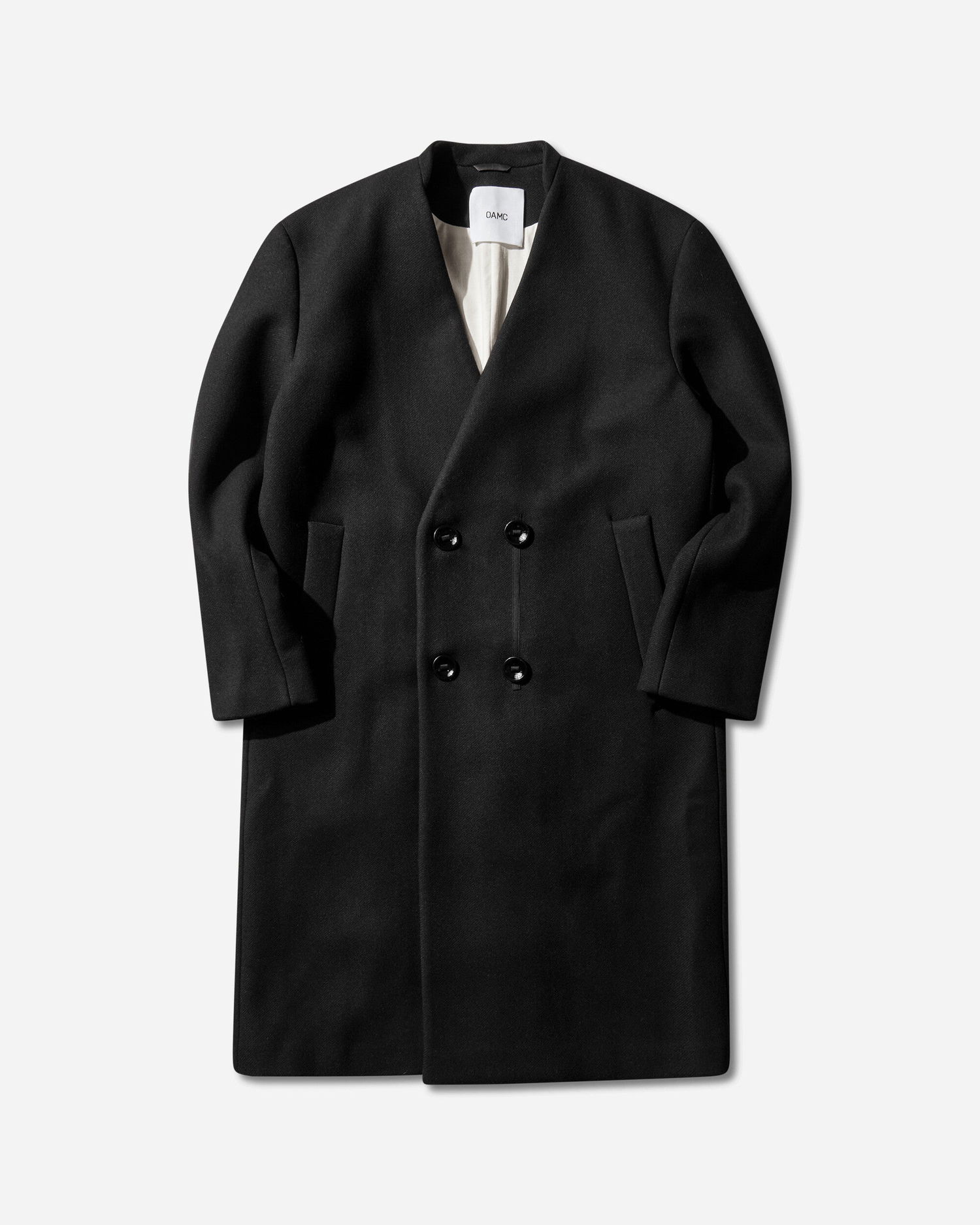 Kabáty OAMC Collarless Double Breasted Wool Coat Čierna | OAF5MC03AP-T1986 999, 0