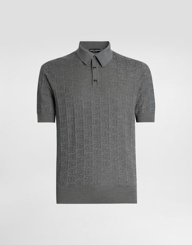 Polo tričko Dolce & Gabbana Dolce & Gabbana Silk Polo Shirt with DG Logo Šedá | GXZ15TJBSKEN0093, 0