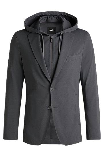 Bunda BOSS BOSS Slim-Fit Hooded Blazer Šedá | 50535058, 0