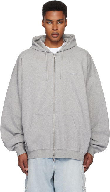 Mikina VETEMENTS Embroidered Logo Oversized Zip-Up Hoodie Šedá | UA66HD810G, 0