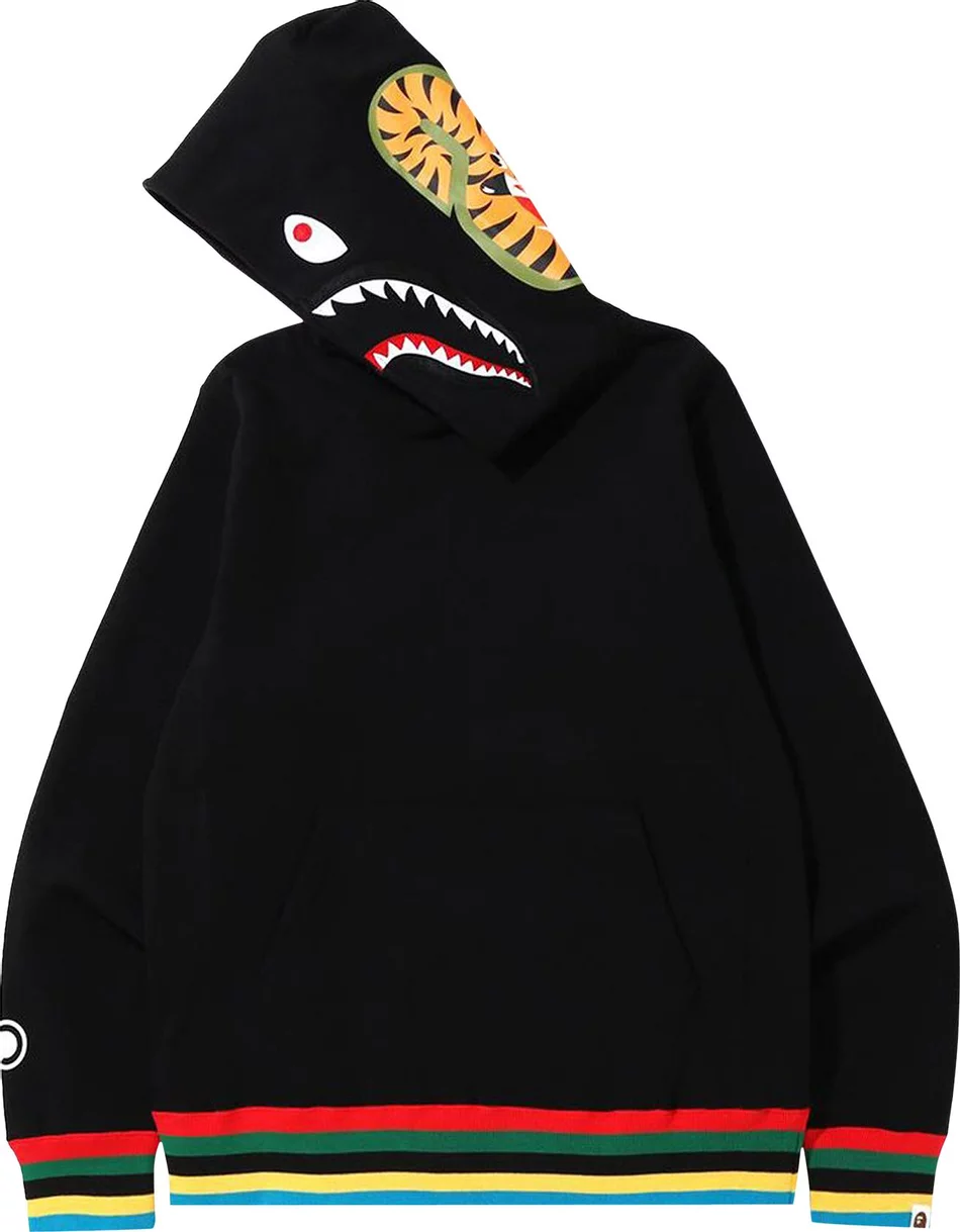 Mikina BAPE Shark Line Rib Hoodie Čierna | 001PPG301004X, 1