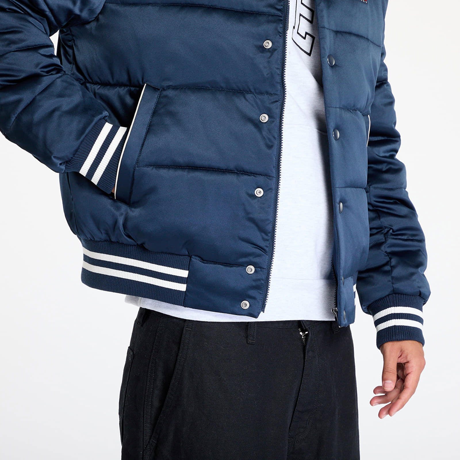 Satin Puffer Jacket Blue