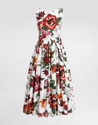 Dolce & Gabbana Sleeveless Floral-Print Poplin Midi Dress
