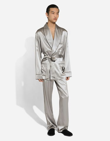 Pyžamo Dolce & Gabbana Silk Satin Robe Gray Šedá | G2TQ4ZFU1AUN2613, 1