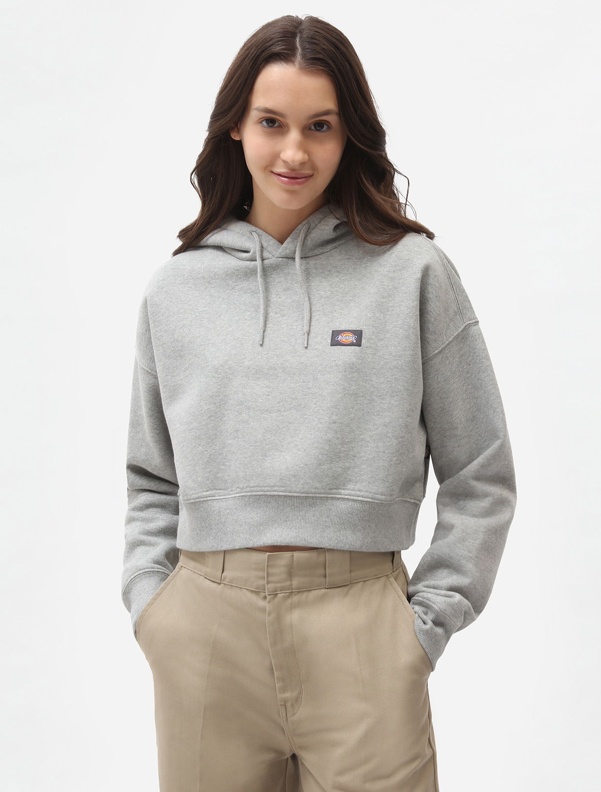 Mikina Dickies Oakport Cropped Hoodie Šedá | 0A4XJT, 0