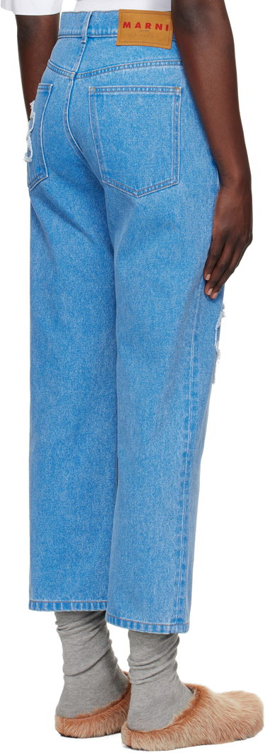 Džínsy Marni Marni Boyfriend Jeans with Flower Appliqué Modrá | PAJD0425Q2 USCX34, 2