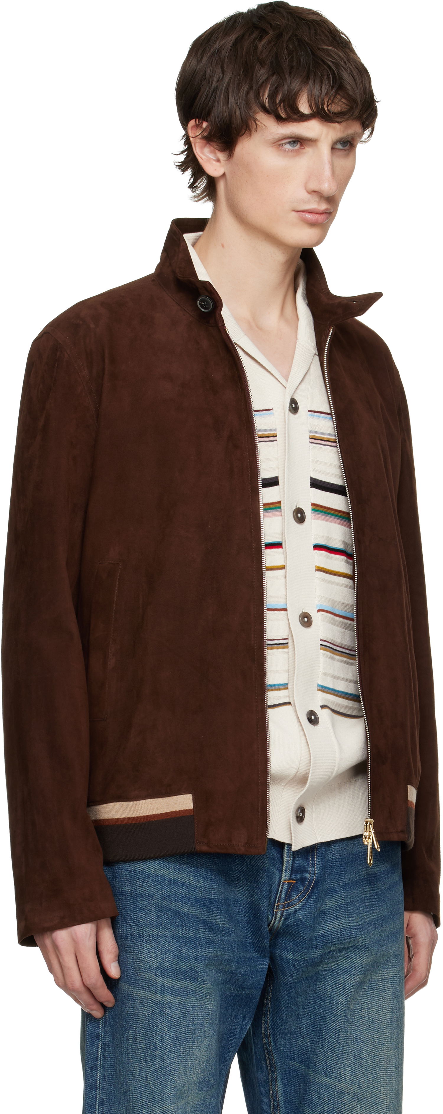 Bunda Paul Smith Paul Smith Funnel Neck Suede Jacket Hnedá | M1R-593Z-T00040-28A, 1