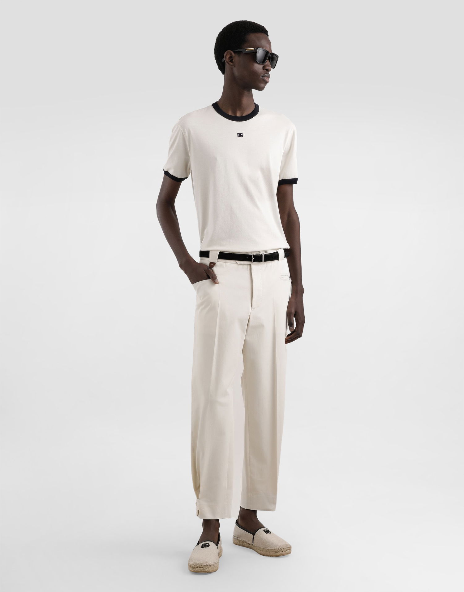 Nohavice Dolce & Gabbana Dolce & Gabbana Gabardine Cropped Trousers 46 Biela | GP13ZTFUFL3W0802, 1