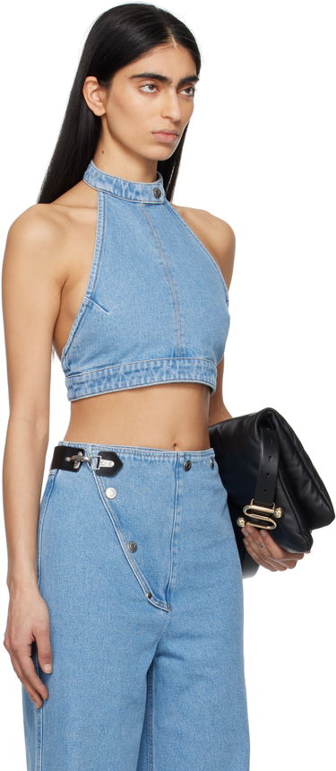 Crop Top Nanushka Nanushka Arina Denim Halter Top Modrá | NW25RSTP09053, 1