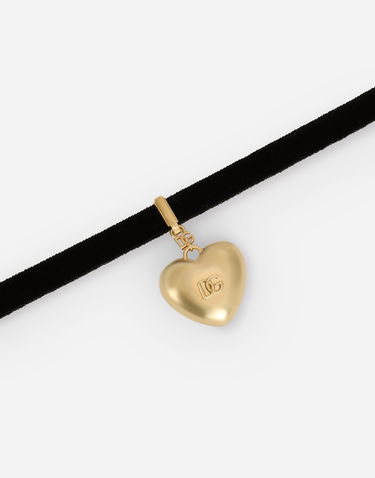 Náhrdelník Dolce & Gabbana Velvet Ribbon Necklace With Logo Heart Metalická | WNQ8S2W1111N0011, 3