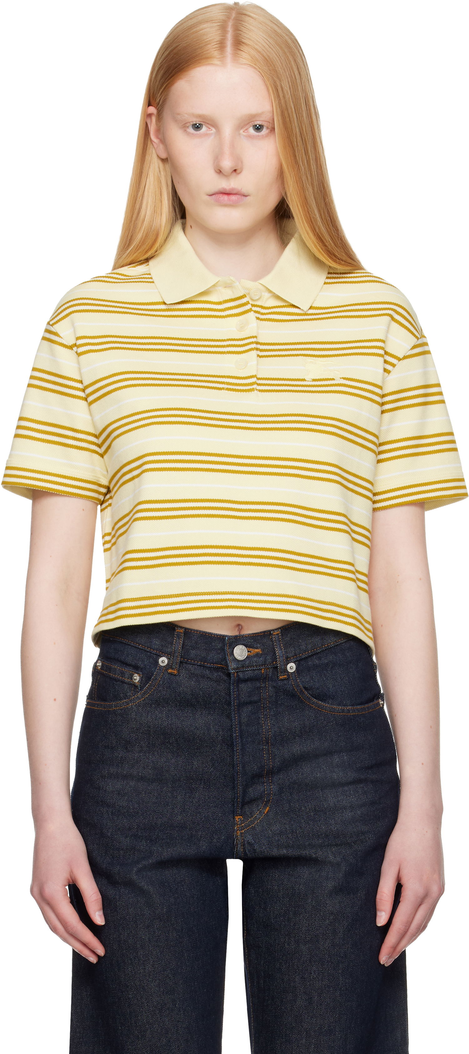 Polo tričko Burberry Burberry Cropped Striped Polo Žltá | 8106271, 0