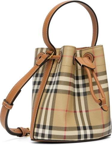 Kabelka Burberry Burberry Vintage Check & Leather Drawstring Bucket Bag Béžová | 8109794, 1