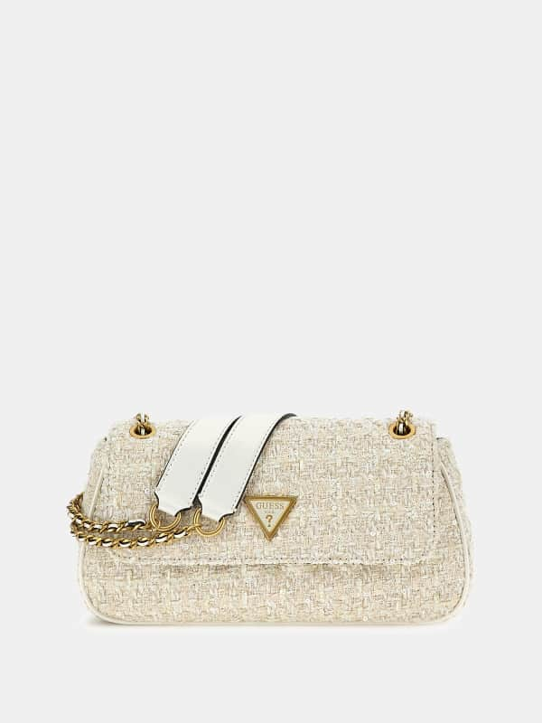 Kabelka GUESS Giully Tweed Crossbody Bag Béžová | HWTI8748210