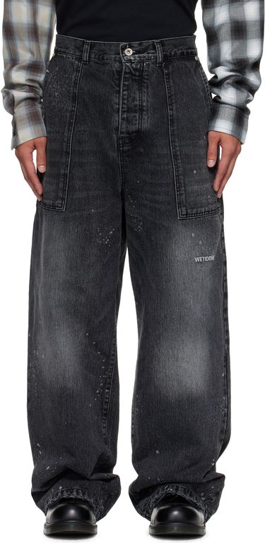 Džínsy We11done Carpenter Wide-Leg Distressed Paint Splatter Jeans Čierna | WD-DP2-25-340-M-BK, 0