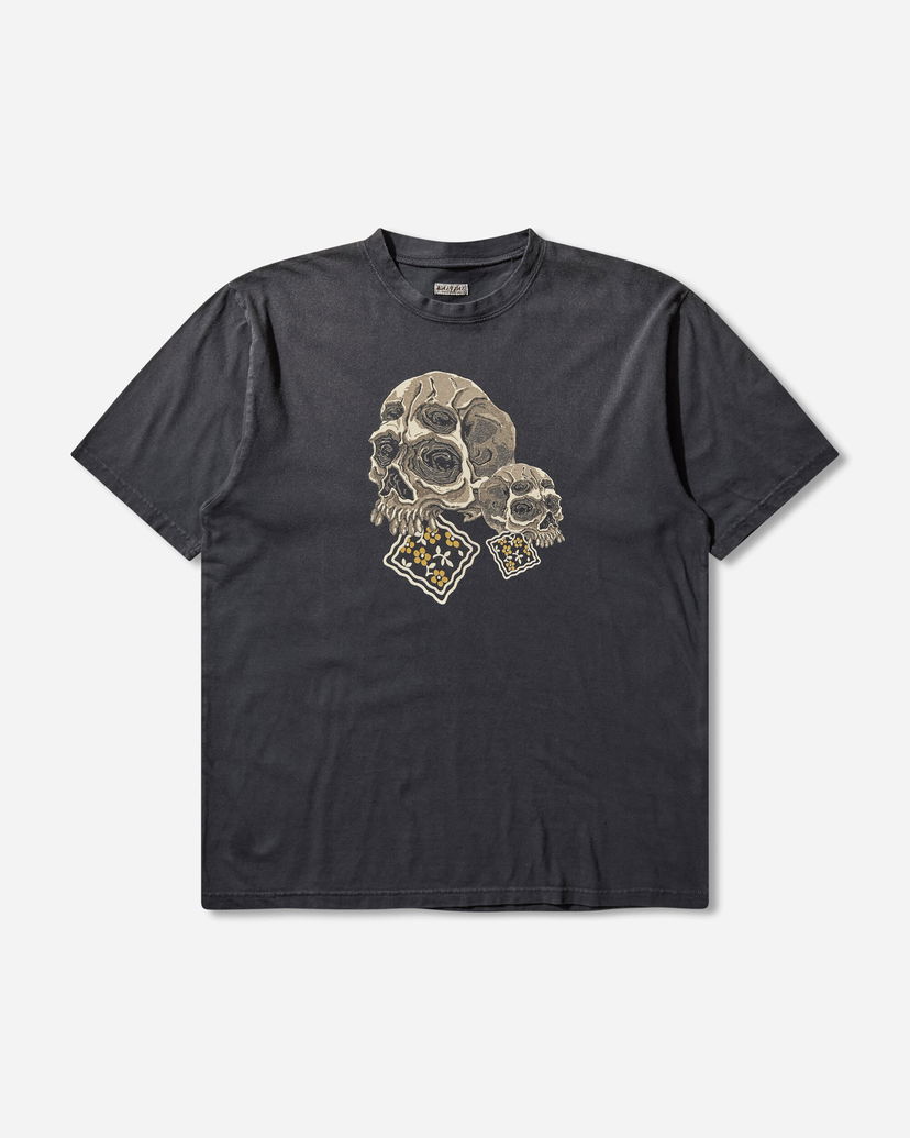 Tričko KAPITAL Jersey Crew T-Shirt Peckish Rain Skull Čierna | K2506SC233 BLACK