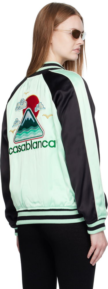 Bomber bunda Casablanca Casablanca Embroidered Satin Bomber Jacket Zelené | WPF25-JK-373-01, 2