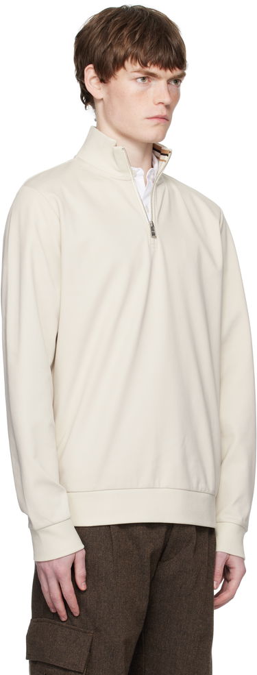 Mikina BOSS Cotton Blend Zip Neck Sweatshirt Čierna | 50543887, 1