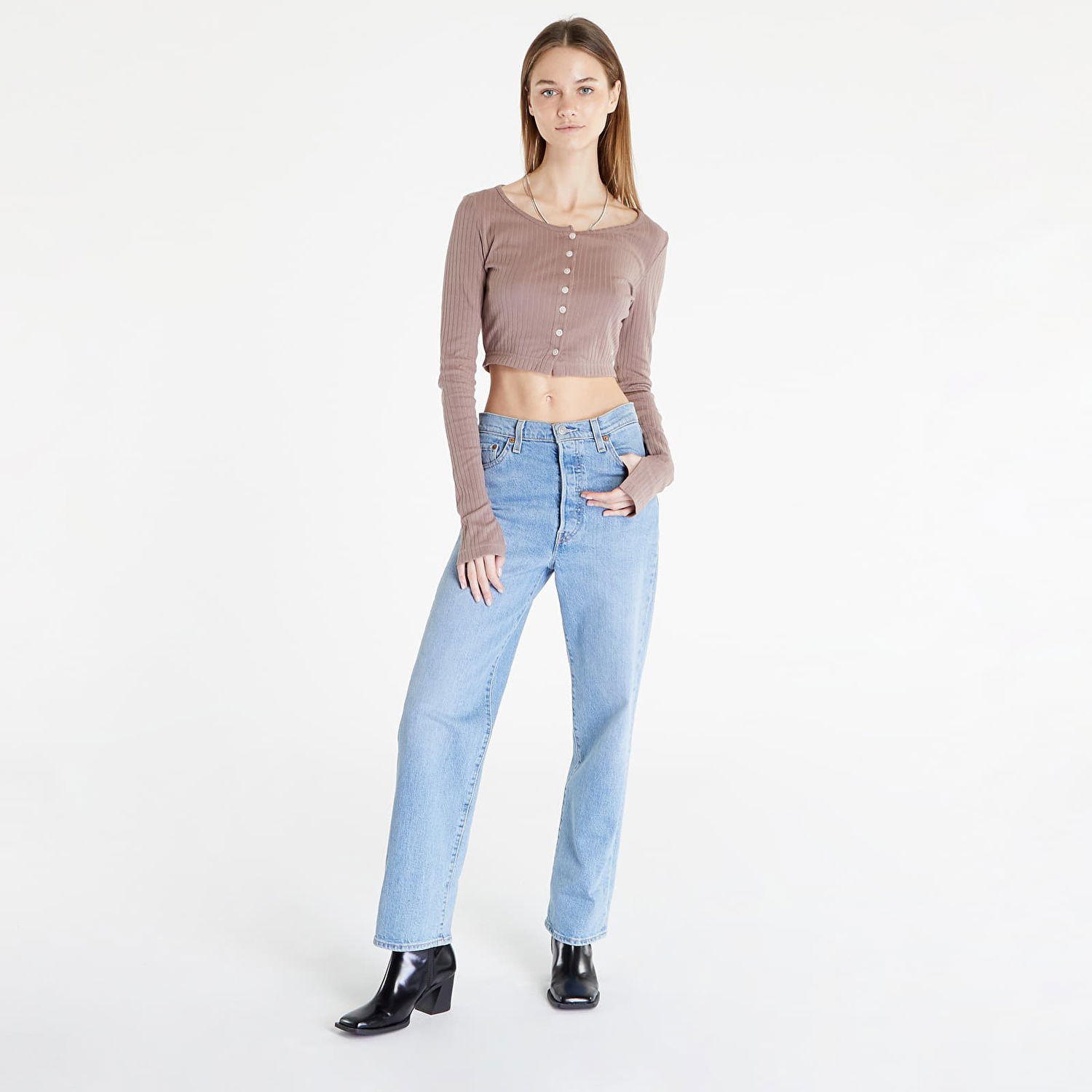 Crop Top Reebok Classics Long Sleeve Shirt Béžová | HS0380, 0