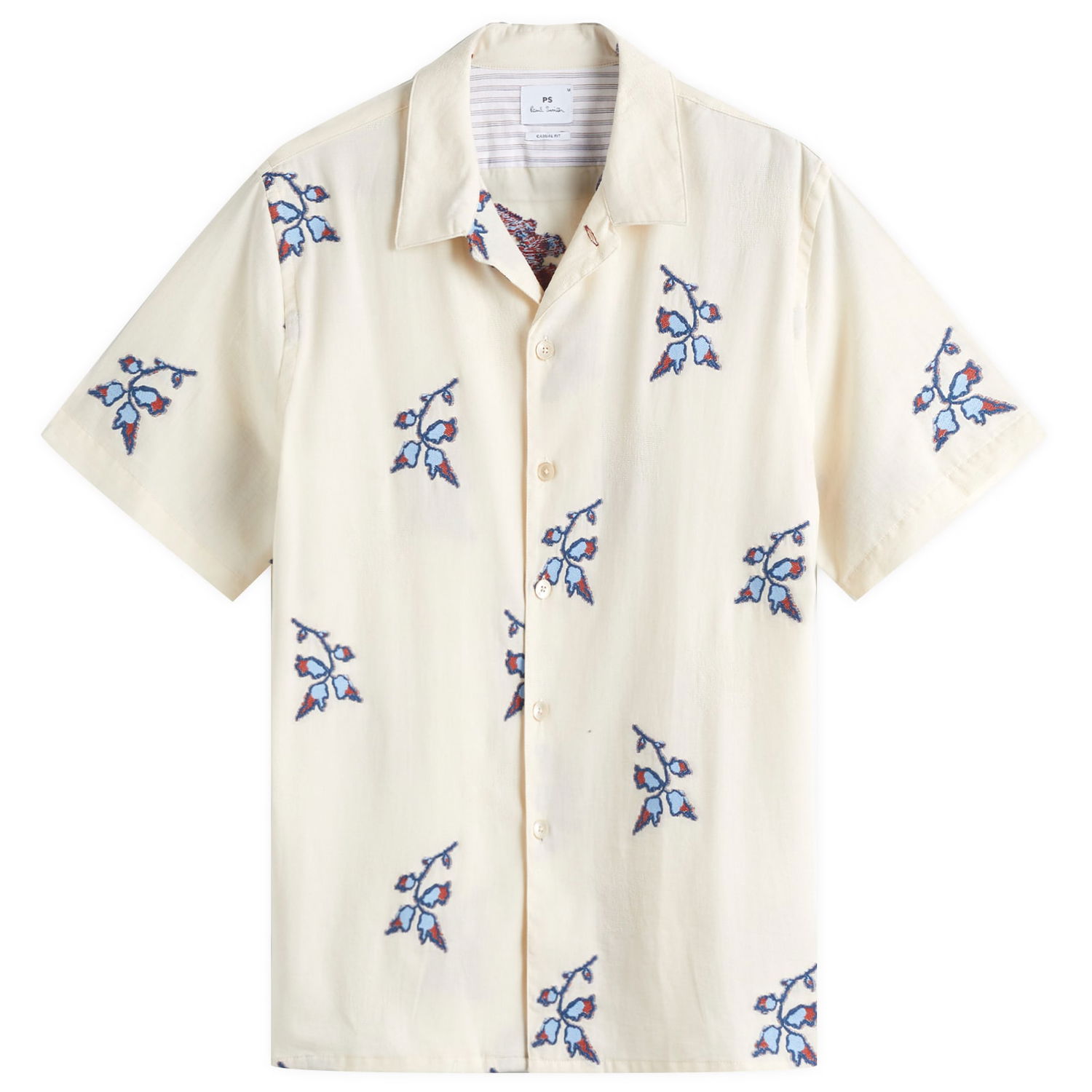 Košeľa Paul Smith Paul Smith Flower Embroidered Vacation Shirt, Size Large Béžová | M2R-695U-P22349-02, 0