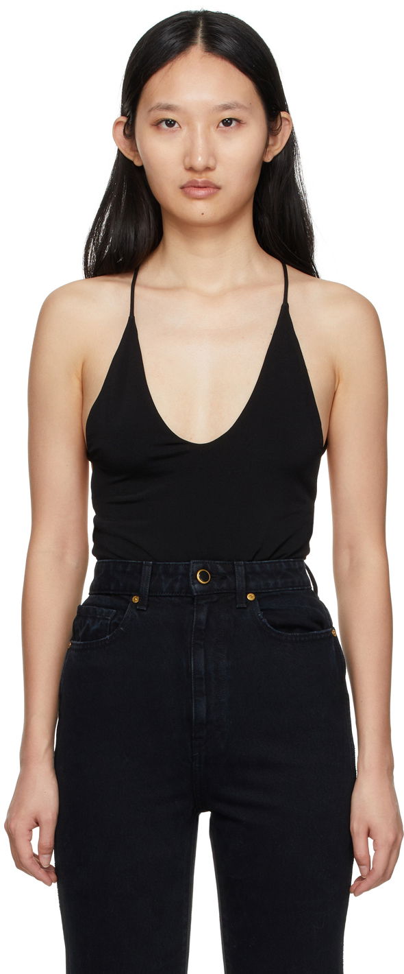 Deep V Neck Thin Strap Bodysuit